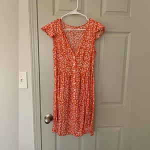 Shein Orange/Red Floral Dress. Size Small